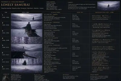 Lonely Samurai Cinematic Storyboard Sheet