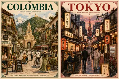 Dual Vintage Travel Poster Collection