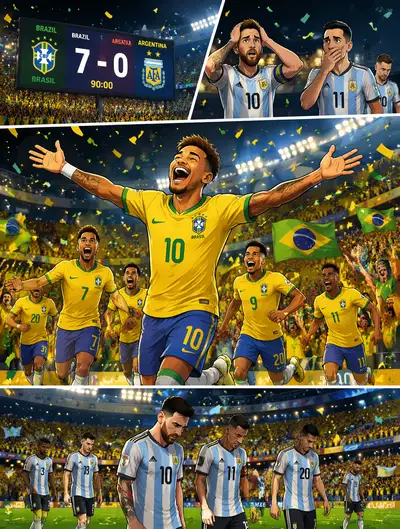 Argentina vs Brazil 7-0 cartoon football showdown