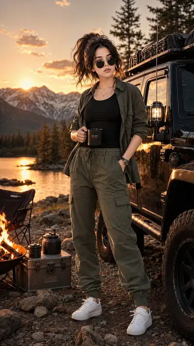Cinematic Sunset Adventure Portrait by Lake