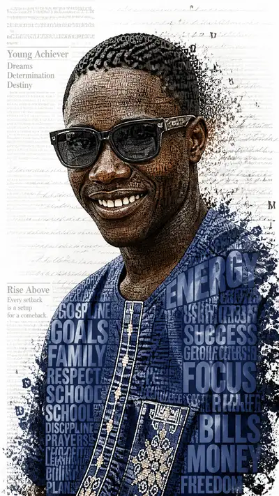 Typographic Portrait with Text Mosaic