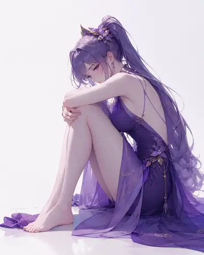 East Asian Woman Hugging Knees Art Poster