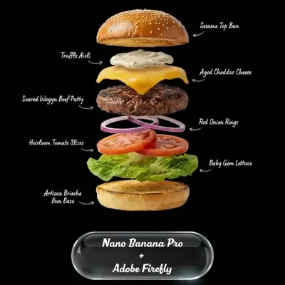 Exploding Food Recipe Prompt on Black Background