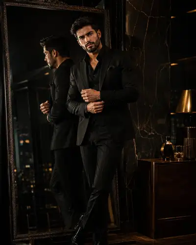 Retrato Cinematográfico de Luxo de um Jovem em Penthouse