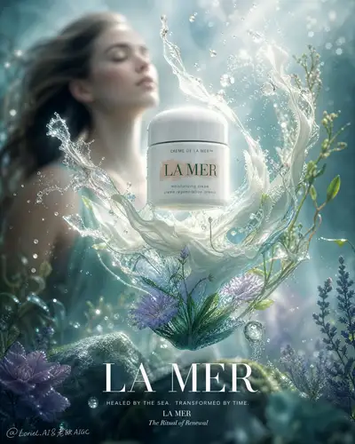 Produit de soin La Mer flottant dans un monde océanique magique