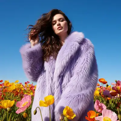 Bold Flash Photography Fashion Portrait in a Flower Meadow