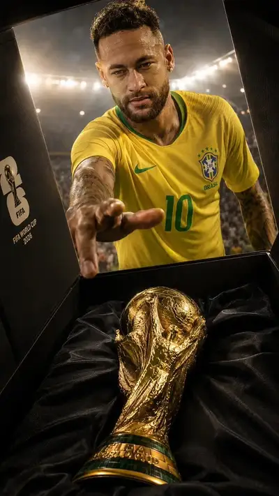 First-person gift box reveal of the World Cup trophy