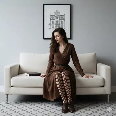 Dark Academia Portrait of Woman on Sofa