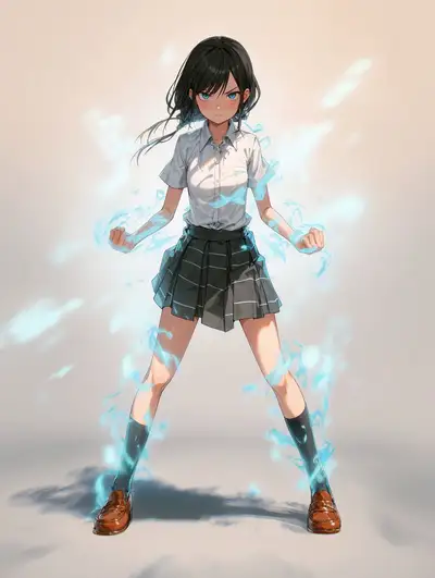 Fire Pose Anime Energy Beam Prompt
