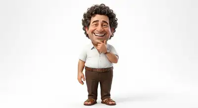 3D caricature of a cheerful man with an oversized head