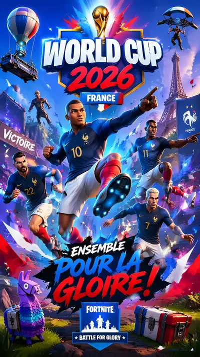 Fortnite style World Cup 2026 France poster