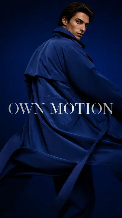 Editorial campaign portrait titled Own Motion