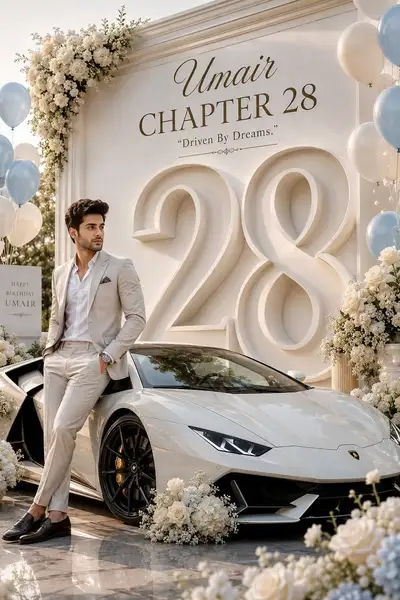 Luxury birthday milestone poster with supercar and 3D number
