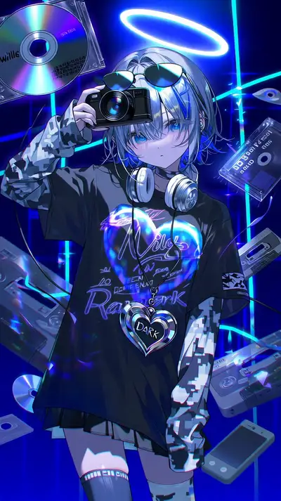 Anime Style Cool Girl with Retro Gadgets