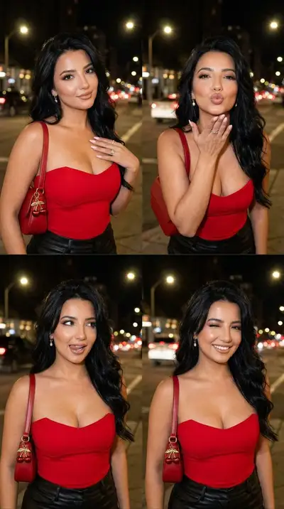 2x2 Realistic Flirty Night Fashion Portrait Grid