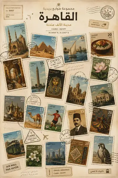 Vintage postage stamp collage generator for any city