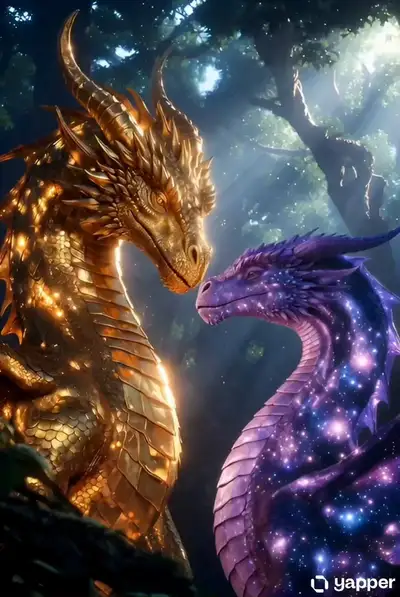 Cinematic Dragon Embrace in Enchanted Forest