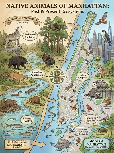 Diagram of native animals for your region with a map