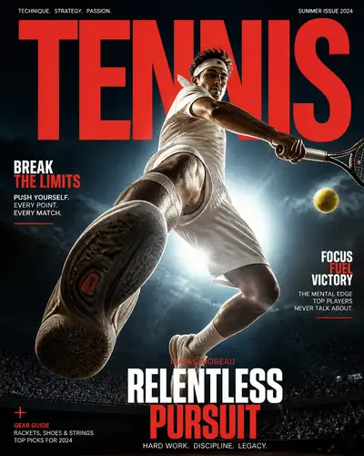 Extreme low-angle tennis player action sports poster