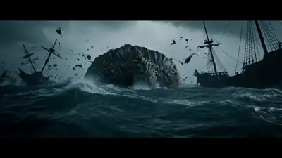 Kraken Rising from Stormy Seas
