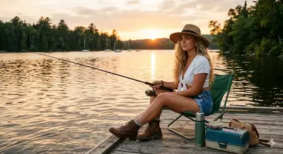 Golden Hour Lakeside Fishing Portrait