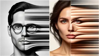 Surreal Stretched Face Portrait - Man