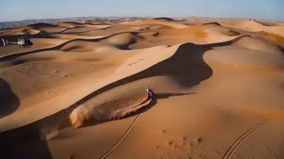 Cinematic Desert Rally Motorcycle Video