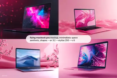 Flying MacBook Pro Mockup