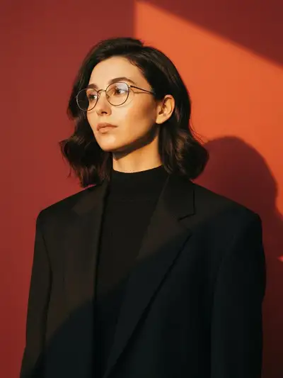 Elegant Woman in Black Blazer Portrait with Cinematic Lighting