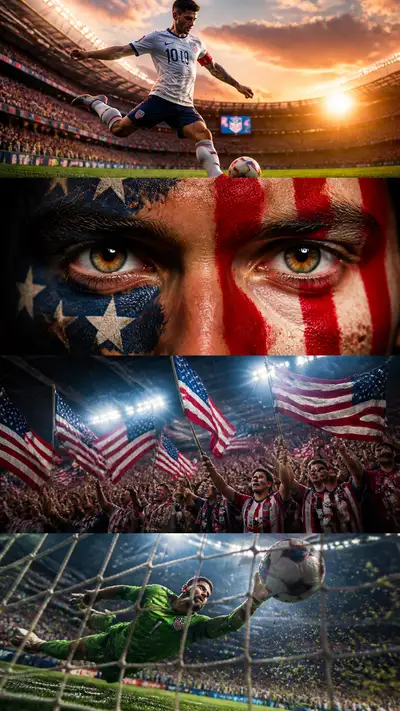 USA football cinematic four-frame collage poster