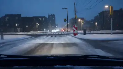 POV shot from inside van with added crossing elements