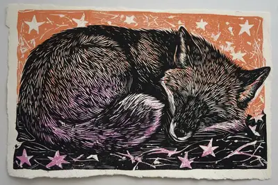 Linocut-style print prompt