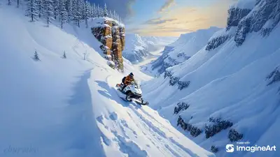 Prompte vidéo cinématique d'évasion d'avalanche en motoneige