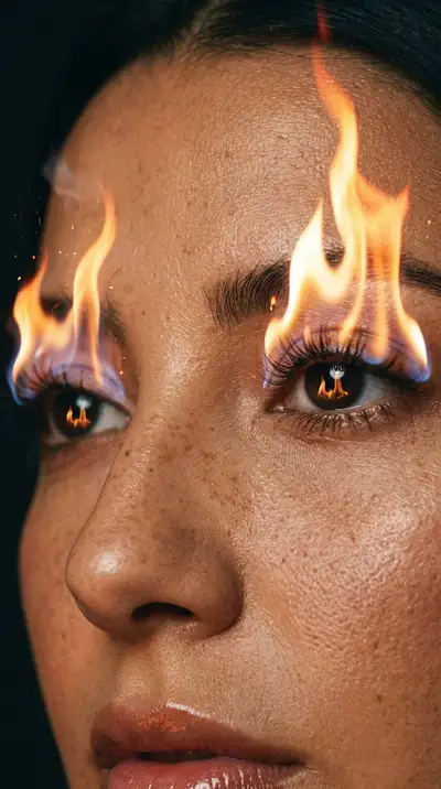 Nano Banana 2: Fire Eye Makeup Macro Beauty
