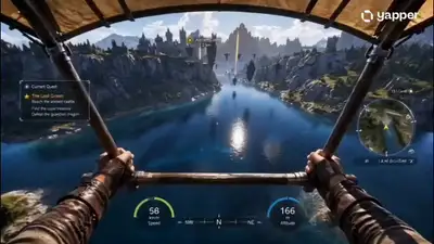 Video de vuelo en ala delta en primera persona por un mundo de fantasía