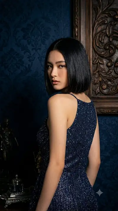 Elegant Navy Dress Portrait