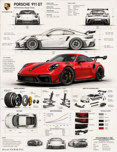Porsche 911 GT Premium Design Presentation Board