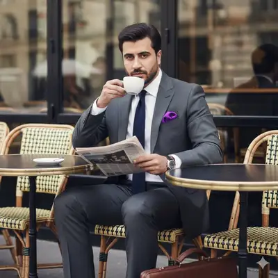 Elegant Persian Man at Parisian Café