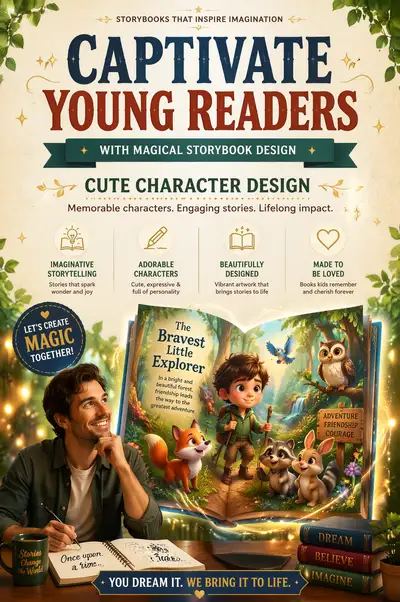Children's storybook design promotional ad