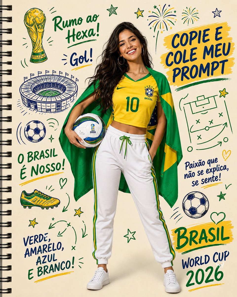 Brazil World Cup 2026 notebook-style fan poster prompt