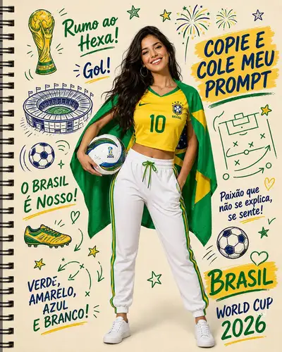 Brazil World Cup 2026 notebook-style fan poster prompt