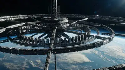 Orbital construction collapse chase scene video prompt