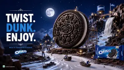 Cinematic miniature world advertising poster prompt