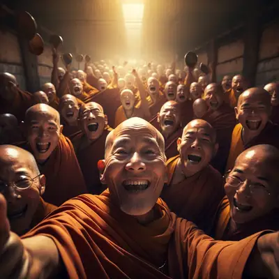 Buddhist Monks Fun Selfie Prompt