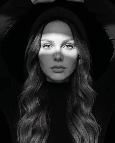 Fine art black and white editorial portrait with variations