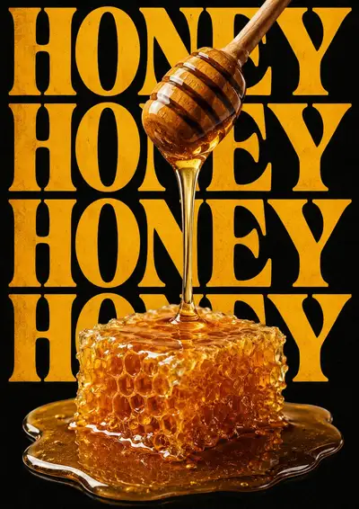Honeycomb Food Typography Poster