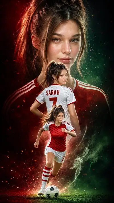 Triple-exposure football player sports poster