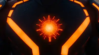 Batalha Cinematográfica de Super-heróis em Telhado na Cidade Cyberpunk