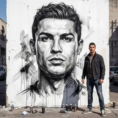 Full-Body Portrait with Street Art Mural Background
