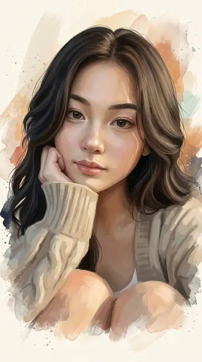 Pintura de retrato digital editorial semi realista